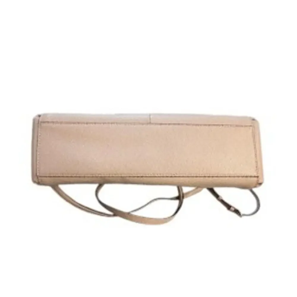 Coach Christie Carryall Beige Crossgrain Leather Satchel Tote Crossbody Bag